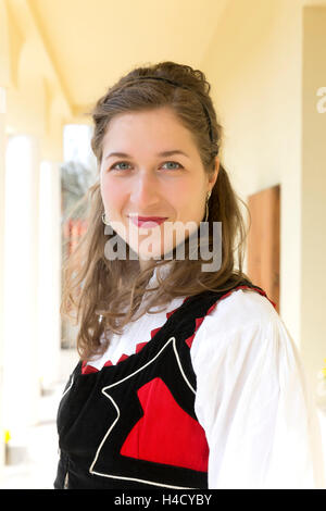 Young woman in the Hungarian traditional costume, Budapest, Hungary, Europe Stock Photo