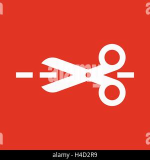 The scissors icon. Cut here symbol. Flat Stock Vector