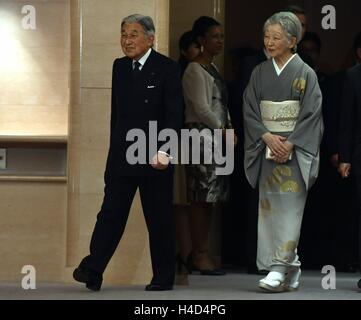 Japanese Emperor Akihito and Japanese Empress Michiko pictured during the official Belgian Concert on day four of a state visit to Japan of the Belgian Royals, Thursday 13 October 2016, in Tokyo, Japan. BELGA PHOTO ERIC LALMAND Stock Photo