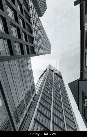 Europe, Germany, Hessen, Frankfurt, high rises in the bank fourth, Eurotheum and the Main Tower in of a cloudy tag Stock Photo