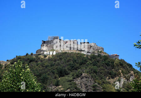 Deva, Diemrich, the ruins the Devaer castle in restoration, Transylvania, Romania Stock Photo