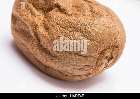 Spoiled damage kiwi on white background, unhealthy eating Stock Photo