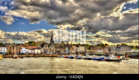 View of Newhaven Harbour in Edinburgh - Scotland Stock Photo