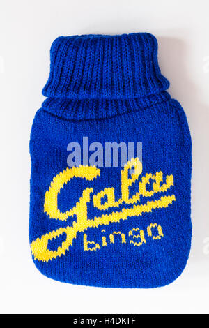 Bingo prize - Gala Bingo blue and yellow hand warmer isolated on white background - handwarmer Stock Photo