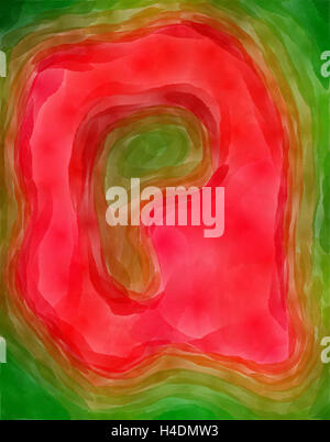 The Q letter painted watercolor. Stock Photo