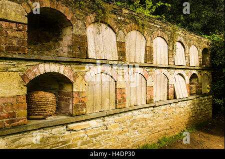 Open cavities in  old Bee Boles at Heligan cUK Stock Photo