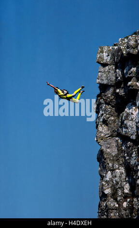 Russell Powell BASE 230 BASE Jumping Cheddar Gorge Avon England Great Britain Doug Blane Extreme Xtreme Sports Photography Photo Stock Photo
