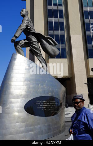 Adam Clayton Powell Jr.'s statue 'Higher Ground' in 125th Street,Harlem,New York City,USA Stock Photo