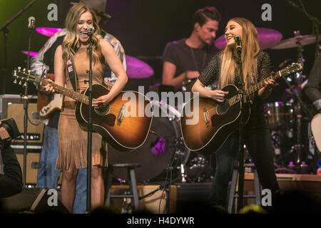 Maddie and Tae perform at the 2016 We’re All for the Hall benefit concert benefiting the Country Music Hall of Fame. Stock Photo