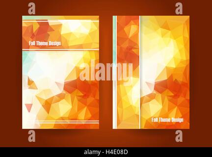 Templates for brochure, magazine, flyer, booklet or report. Low polygonal triangular orange fall season theme color vector backg Stock Vector