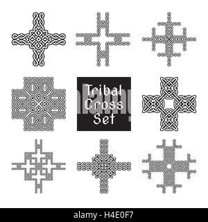 tribal cross set ancient ornament vector illustration Stock Vector