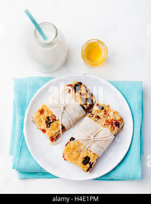 Granola, oatmeal, oat bars with dried cranberry Stock Photo