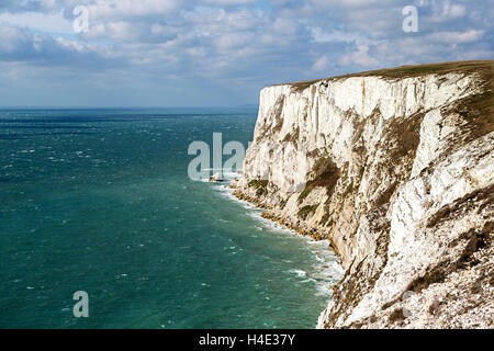 White chalk cliffs on Tennyson Down, Isle of Wight, UK Stock Photo