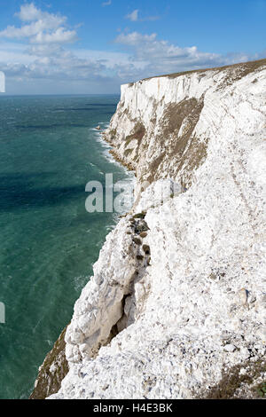 White chalk cliffs on Tennyson Down, Isle of Wight, UK Stock Photo