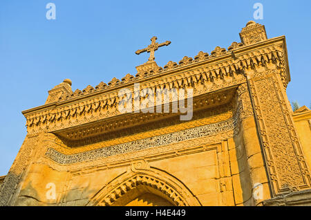 The scenic carved Gates to the Hanging church, decorated with arabic patterns, Cairo Egypt Stock Photo