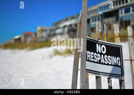 No trespassing sign on private beach in Sandestin Destin Florida