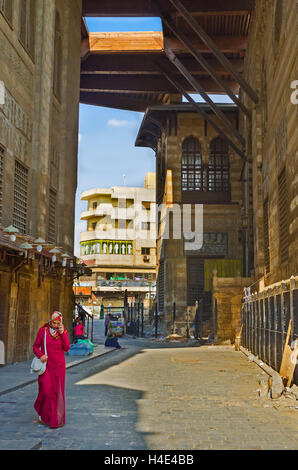 The covered pass in Sultan Al-Ghuri Complex, Cairo Egypt Stock Photo