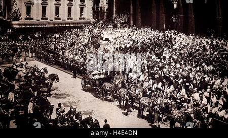 Queen Victoria's1897  Diamond Jubilee celebrations with the Queen on her way from Buckingham Palace to St Paul's Cathedral, London, England. Stock Photo