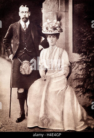The Prince and Princess of Wales in 1909, shortly before his coronation as King George V. Stock Photo