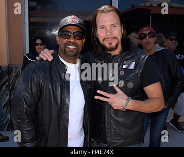 Michael Beach and Sean McNabb at 'Son of Anarchy' Join the 2nd Annual 'Ride for Ronnie' for the Dio Cancer Fund at Harley Davidson of Glendale in Glendale California on May 22, 2016 Stock Photo