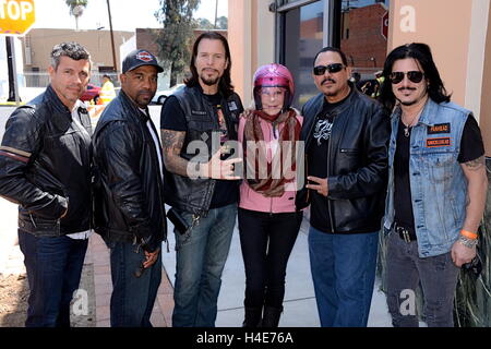 Tony Castriotta, Michael Beach, Al Coronel, Emilio Rivera, Sean McNabb, Gilby Clarke and Wendy Dio at 'Son of Anarchy' Join the 2nd Annual 'Ride for Ronnie' for the Dio Cancer Fund at Harley Davidson of Glendale in Glendale California on May 22, 2016 Stock Photo