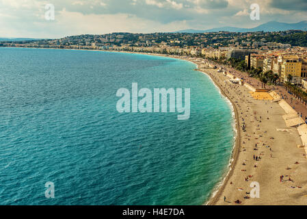 Nice, France: top view of old town andPromenade des Anglais Stock Photo