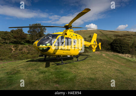 Air ambulance on call Malvern Hills Worcestershire Stock Photo