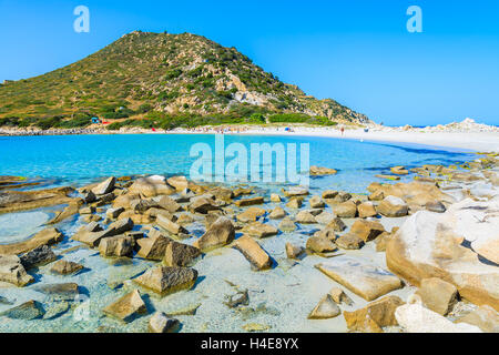 A view of beautiful Punta Molentis bay and beach, Sardinia island, Italy Stock Photo