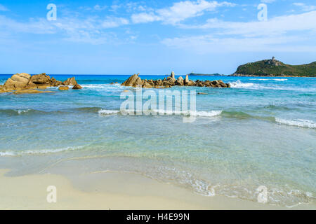 Azure sea water on Porto Giunco beach, Sardinia island, Italy Stock Photo