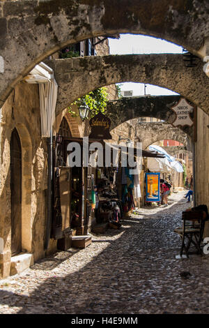 Rhodes, street curves in the Old Town Stock Photo