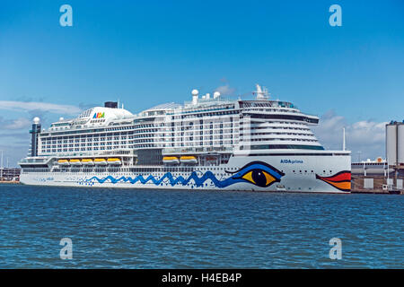 Cruise ship Aida Prima moored in Portsmouth Harbour Portsmouth England Stock Photo