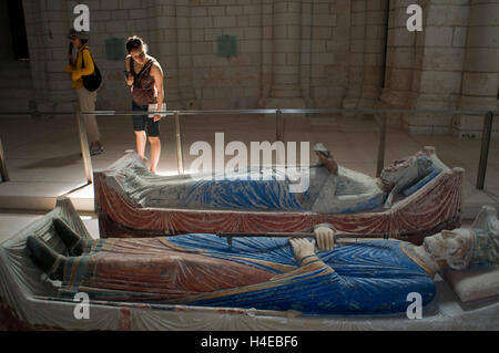 Fontevraud Abbey church 12th, Fontevraud l'Abbaye, Maine et Loire, Loire Valley, France. The Plantagenent tombs Richard I Coeur Stock Photo