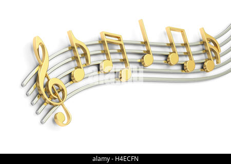 Music notes, 3D rendering isolated on white background Stock Photo