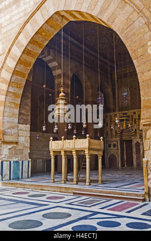 The view from the courtyard on the prayer hall of Mosque in Al-Nasir Muhammad complex, Cairo Egypt Stock Photo