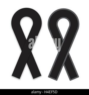 [EPS10] black ribbon mourning and melanoma symbol isolated on white background vector illustration Stock Vector