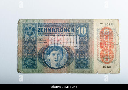 Old Czech banknotes, money background, all real money Stock Photo