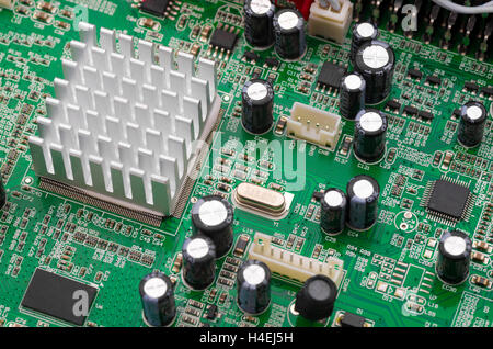 Computer circuit board with central processing unit Stock Photo