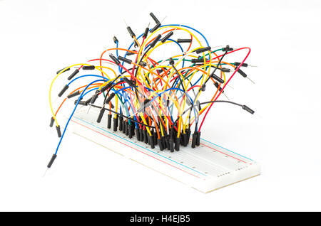 Prototyping electronic board with some wires Stock Photo