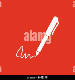 The signature icon. Pen and undersign, underwrite, ratify symbol. Flat Stock Vector