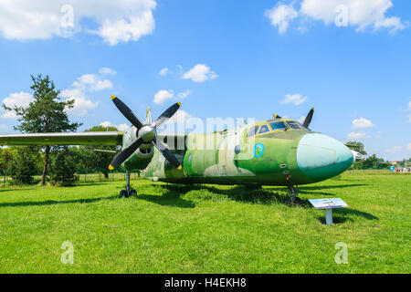 KRAKOW MUSEUM OF AVIATION, POLAND - JUL 27, 2014: bomber aircraft on exhibition in outdoor museum of aviation history in Krakow, Poland. In summer often airshows take place here. Stock Photo