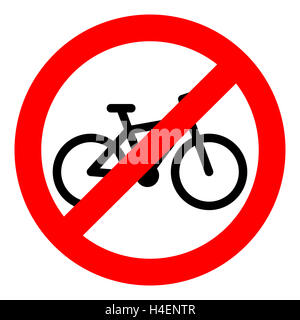 Bike ban sign. Bycicle and bike isolated. Banner prohibition, stop and forbidden, not allowed. Vector illustration Stock Photo