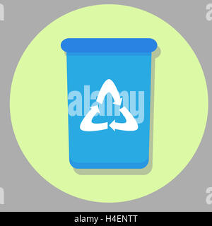 Bin icon flat. Wheelie bin, recycle and trash can, box rubbish bin. Vector illustration Stock Photo