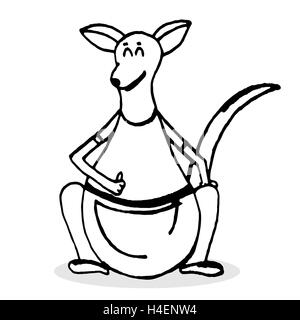 Kangaroo hand drawn sketch. Australia kangaroo isolated. Vector illustration Stock Photo