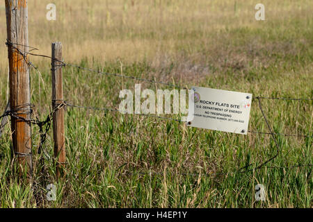 Rocky Flats Fence Line north of Candelas subdivision Arvada, CO Stock Photo