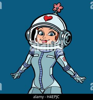 Beautiful romantic woman astronaut Stock Vector