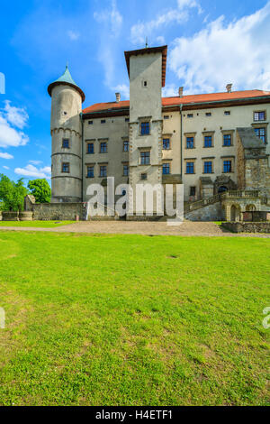 Beautiful castle on sunny beautiful day in Nowy Wisnicz, Poland Stock Photo