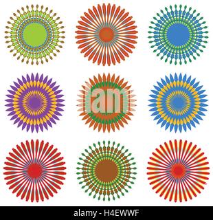 Top view flowers with unreal combination of colors picked from the hippie era illustrating the psychedelic atmosphere connected  Stock Vector