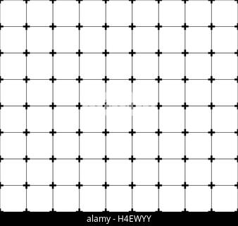 Repeatable monochrome grid, mesh with crosses at intersections. Stock Vector