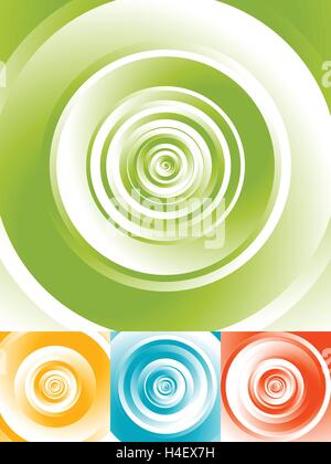 Radial circles abstract background. Spiral, vortex geometric pattern Stock Vector