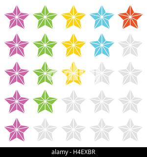 Geometric, contour faceted star icons - Quality, award, rating, ranking topics Stock Vector